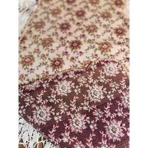 Maroon/Beige REVERSIBLE vintage-style floral tapestry runner